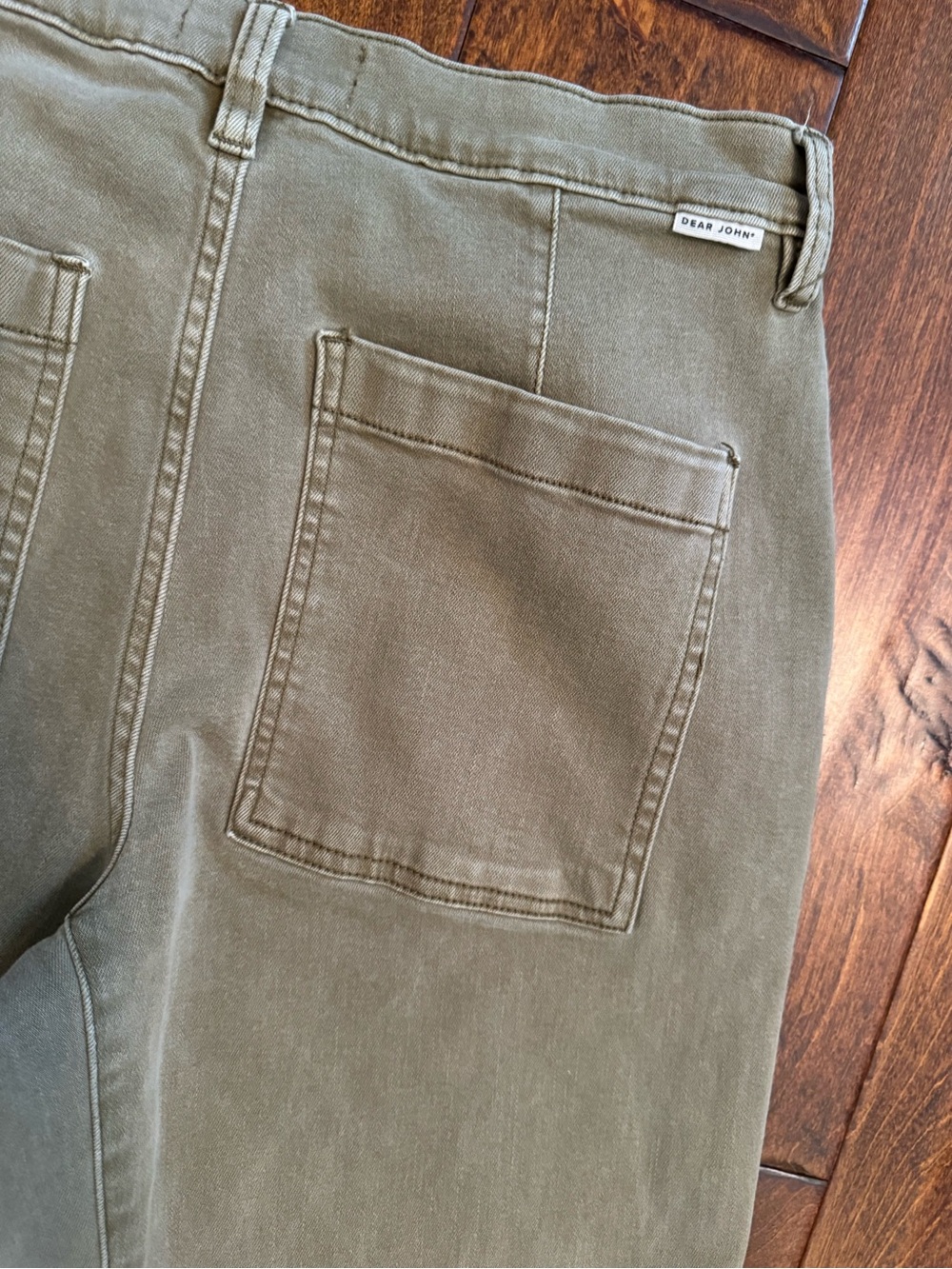 Dear John Olive Green High-Rise Barrel Leg Jeans Stretch Sz 27 Utility 26 Inseam - Picture 7 of 10
